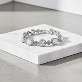 CUBIC ZIRCONIA COLLECTION -EXTRAVAGANT STATEMENT BRACELET - BR166 SILVER