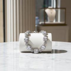 CUBIC ZIRCONIA COLLECTION -EXTRAVAGANT STATEMENT BRACELET - BR166 SILVER