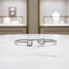 CUBIC ZIRCONIA COLLECTION - EXQUISITE BANGLE BRACELET -CZBR144 SILVER