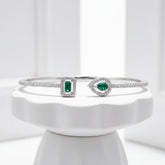 CUBIC ZIRCONIA COLLECTION - EXQUISITE BANGLE BRACELET -CZBR144 EMERALD