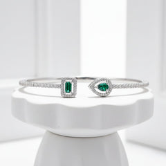 CUBIC ZIRCONIA COLLECTION - EXQUISITE BANGLE BRACELET -CZBR144 EMERALD