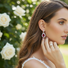 CUBIC ZIRCONIA COLLECTION - LUXE SPARKLE CLIP ON EARRINGS - CZER839 RED