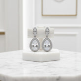 CUBIC ZIRCONIA COLLECTION - LUXE SPARKLE CLIP ON EARRINGS - CZER839 SILVER