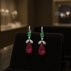 CUBIC ZIRCONIA COLLECTION - ART DECO STYLE EARRINGS - CZER842