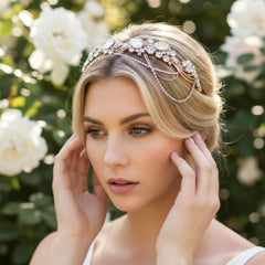 ELITE COLLECTION - Bejewelled Gatsy Style Headband - ROSE GOLD HDB311