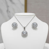 CUBIC ZIRCONIA COLLECTION - CHIC CRYSTAL NECKLACE SET - CZNK50 (SILVER)