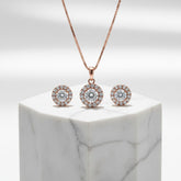 CUBIC ZIRCONIA COLLECTION - CHIC CRYSTAL NECKLACE SET - CZNK50 (ROSE GOLD)