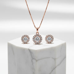 CUBIC ZIRCONIA COLLECTION - CHIC CRYSTAL NECKLACE SET - CZNK50 (ROSE GOLD)