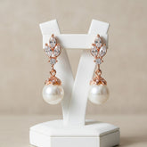 Cubic Zirconia Collection - Rose Gold Crystal Gem Earrings - RG -CZER356