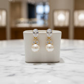 Cubic Zirconia Collection - Graceful Pearl Earrings - GOLD ER316(GOLD)