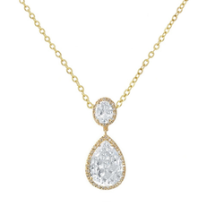 Cubic Zirconia Collection - Sheer Elegance Necklace - GOLD- CZNK53
