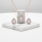 CUBIC ZIRCONIA COLLECTION - Dainty Gem Necklace Set - ROSE GOLD CZNK34