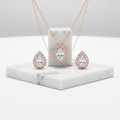 CUBIC ZIRCONIA COLLECTION - Dainty Gem Necklace Set - ROSE GOLD CZNK34