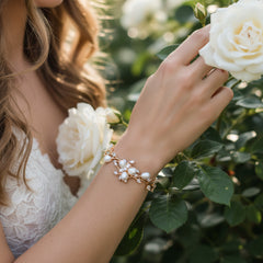 CUBIC ZIRCONIA - CHIC PEARL BRACELET - ROSE GOLD CZBRA5