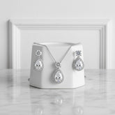 Cubic Zirconia Collection - Dazzling Crystal Drop Necklace Set - (CZNK55)