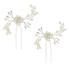 Athena Collection - Classic Hair Pins - Ivory (Silver) PIN22