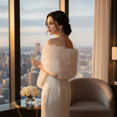 MARABOU FEATHER WRAP - IVORY (SG5)