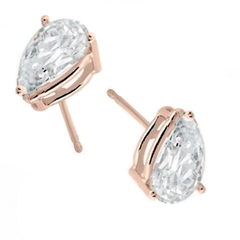 CUBIC ZIRCONIA COLLECTION -ROSE GOLD CLASSIC STUD EARRINGS -CZER397