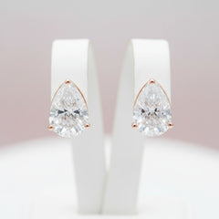CUBIC ZIRCONIA COLLECTION -ROSE GOLD CLASSIC STUD EARRINGS -CZER397