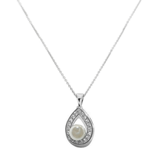 CUBIC ZIRCONIA COLLECTION -PRECIOUS PEARL NECKLACE CZNK59 (SILVER)