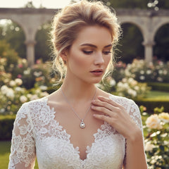 CUBIC ZIRCONIA COLLECTION -PRECIOUS PEARL NECKLACE CZNK59 (SILVER)