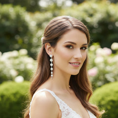 CUBIC ZIRCONIA COLLECTION - SHIMMERING CRYSTAL DROP EARRINGS - CZER843 SILVER