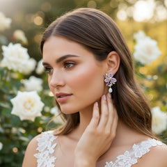 CUBIC ZIRCONIA COLLECTION - PURPLE DIVINE EARRINGS - CZER845