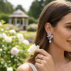 CUBIC ZIRCONIA COLLECTION - PURPLE DIVINE EARRINGS - CZER845