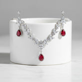 CUBIC ZIRCONIA COLLECTION - CRYSTAL SHIMMER NECKLACE - CZNK222 RED