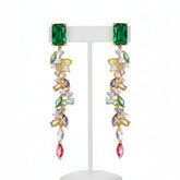 CUBIC ZIRCONIA COLLECTION - EXTRAVAGANCE DROP EARRINGS -CZER847 GOLD