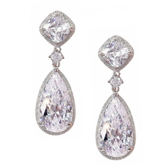 CUBIC ZIRCONIA COLLECTION - DAINTY DIVA EARRINGS - CZER851 SILVER