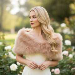 VINTAGE INSPIRED MARABOU FEATHER STOLE - CARAMEL (SG1)
