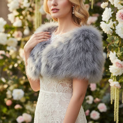 VINTAGE INSPIRED MARABOU FEATHER STOLE - GREY (SG1)