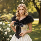 OSTRICH FEATHER STOLE - BLACK - SASSB-SG4