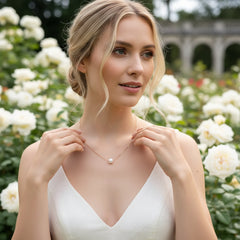 ATHENA COLLECTION - SIMULATED PEARL NECKLACE SET - CZNK261 SILVER