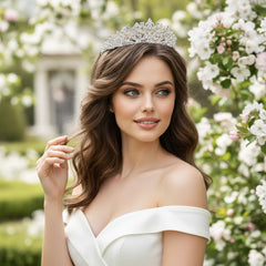 ATHENA COLLECTION - CHIC CRYSTAL TIARA - AHB208 SILVER