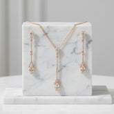 CUBIC ZIRCONIA COLLECTION - DAINTY SPARKLE NECKLACE SET - CZNK60 ROSE GOLD