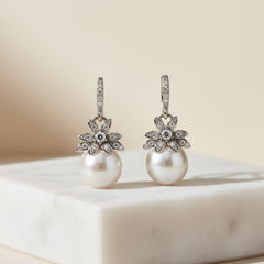SWAROVSKI AND CZ COLLECTION - VINTAGE CHIC EARRINGS - CZER405 (SILVER)
