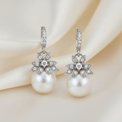SWAROVSKI AND CZ COLLECTION - VINTAGE CHIC EARRINGS - CZER405 (SILVER)