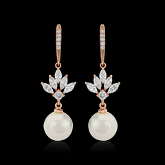 CUBIC ZIRCONIA COLLECTION- CRYSTAL ELEGANCE EARRINGS - CZER407 ROSE GOLD