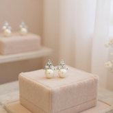CUBIC ZIRCONIA - DAINTY PEARL EARRINGS - CZER408