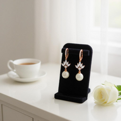 CUBIC ZIRCONIA COLLECTION- CRYSTAL ELEGANCE EARRINGS - CZER407 ROSE GOLD