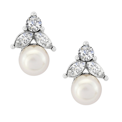 CUBIC ZIRCONIA - DAINTY PEARL EARRINGS - CZER408