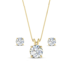 CUBIC ZIRCONIA COLLECTION - CLASSIC CRYSTAL NECKLACE SET - CZNK64 ( GOLD)
