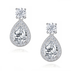 CUBIC ZIRCONIA COLLECTION - DAZZLING CRYSTAL DROP EARRINGS - CZER411