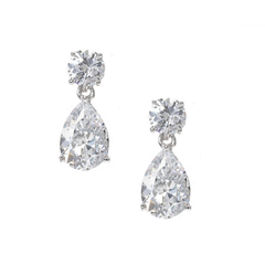 CUBIC ZIRCONIA COLLECTION - DAINTY CRYSTAL GEM EARRINGS - CZER412