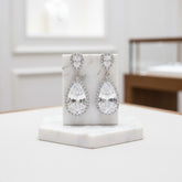 CUBIC ZIRCONIA COLLECTION - SPARKLING CRYSTAL DROP EARRINGS - CZER413