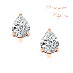 CUBIC ZIRCONIA COLLECTION - 2 CARAT CZ CLIP ON EARRINGS - (ROSE GOLD) CZER414 (CLIP ON)