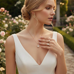 CUBIC ZIRCONIA COLLECTION -PRECIOUS PEARL NECKLACE CZNK59 (GOLD)