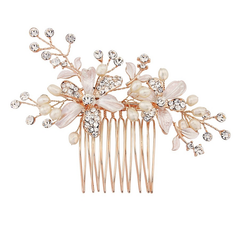ATHENA COLLECTION - FLORAL ROMANCE HAIR COMB - (HC153) ROSE GOLD